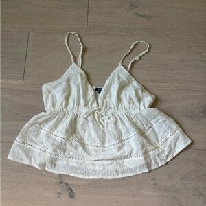 Wild Fable Cream Tie Front Peplum Camisole